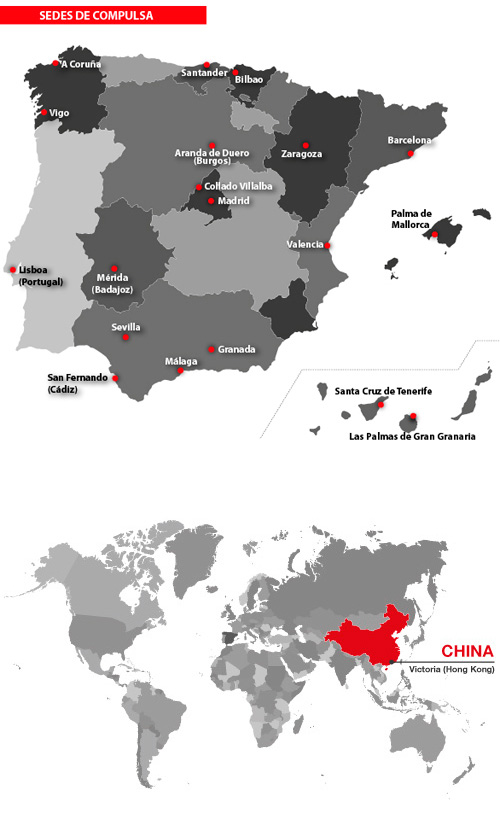Mapa de centros de compulsa