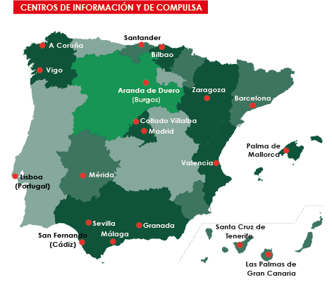 Mapa de centros de compulsa